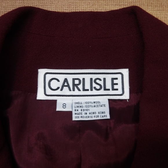 Carlisle Maroon Color Wool Button Up Blazer Jacket - Picture 3 of 11